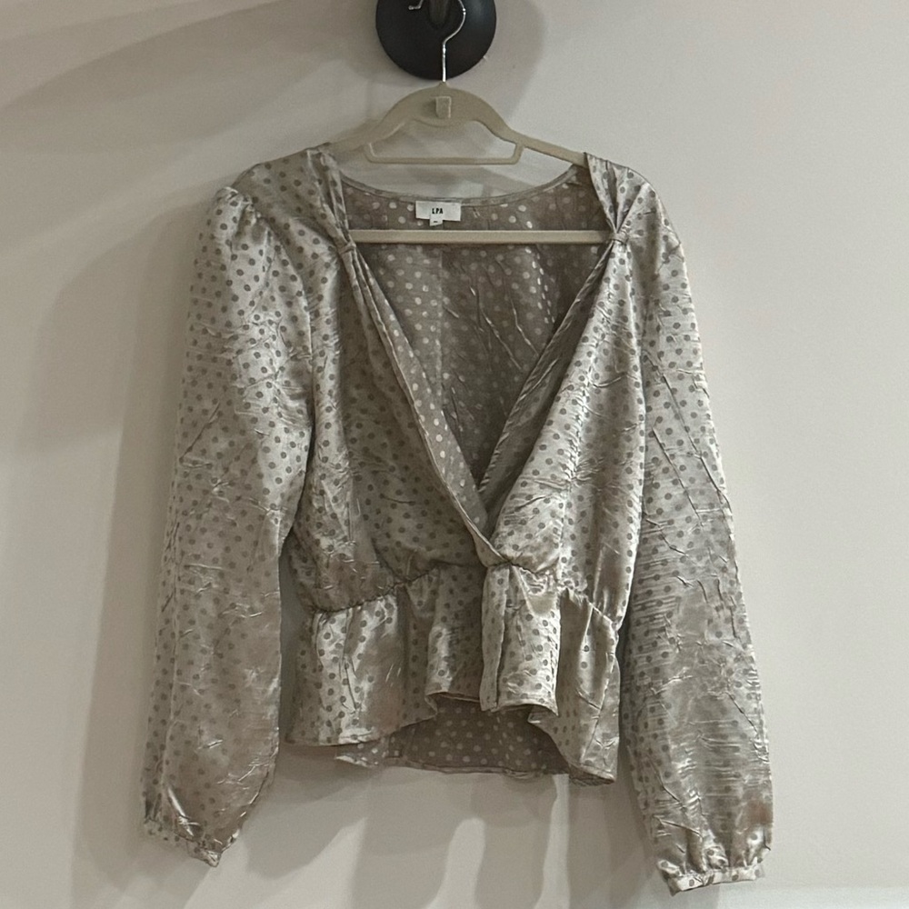 Silky champagne wrap blouse